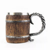 Viking-Style Wooden Barrel Beer Mug | Resin Crafted with Stainless Steel Liner - 400ml Historical Themed Stein for Drink Enthusiasts