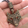 Nordic Wolf Amulet with Beaded Cord
